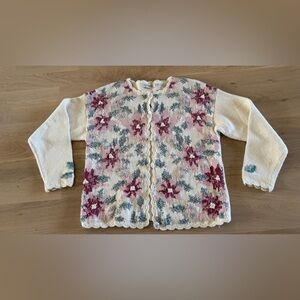 Heirloom vintage floral knit cardigan size medium